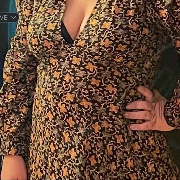 DÔEN Charleston Floral Maxi Dress Black Gold Boho Prairie Cottagecore XL - Picture 3 of 3